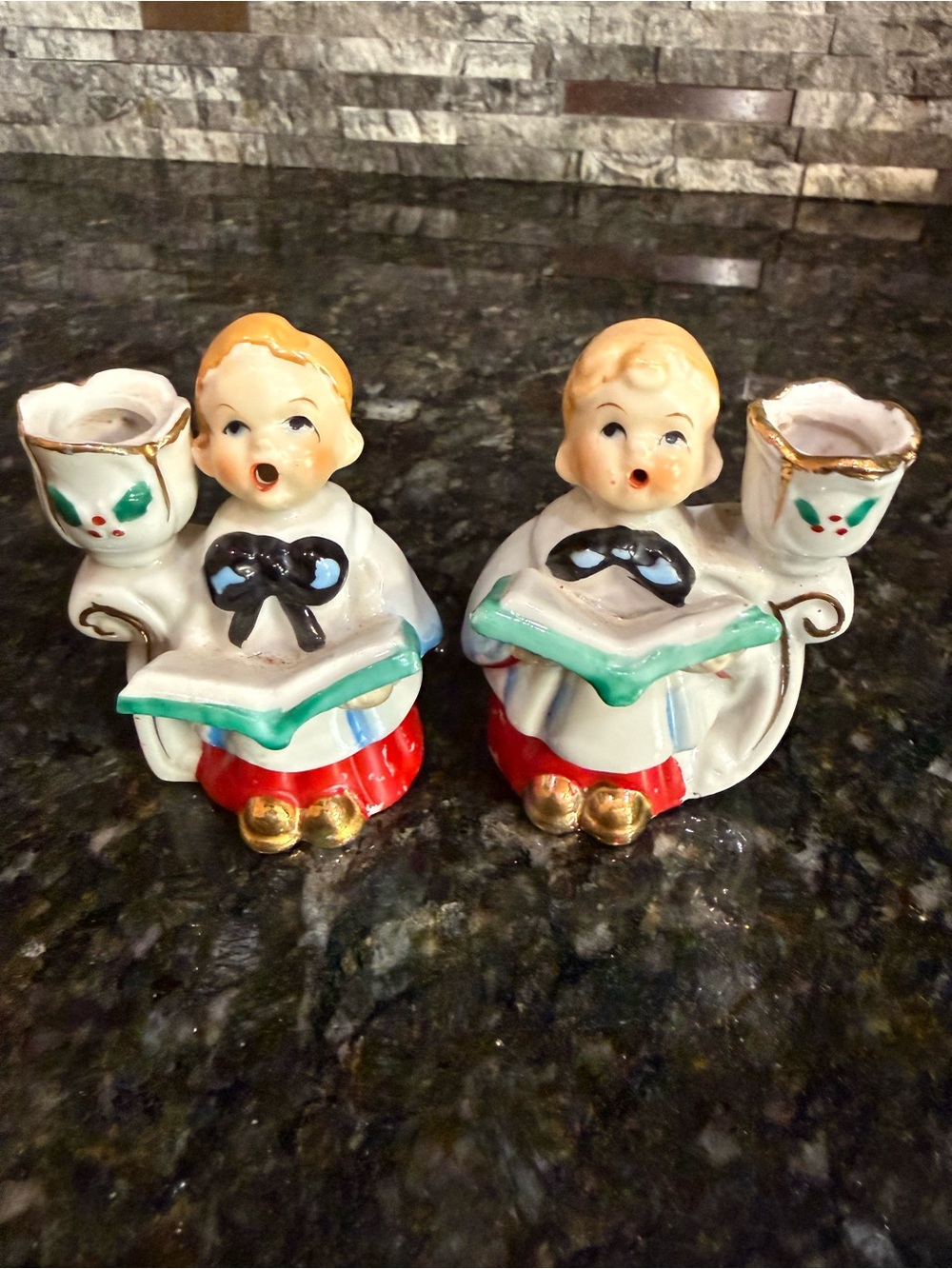 Vintage Japan Ceramic Choir Boy Candle Holders
